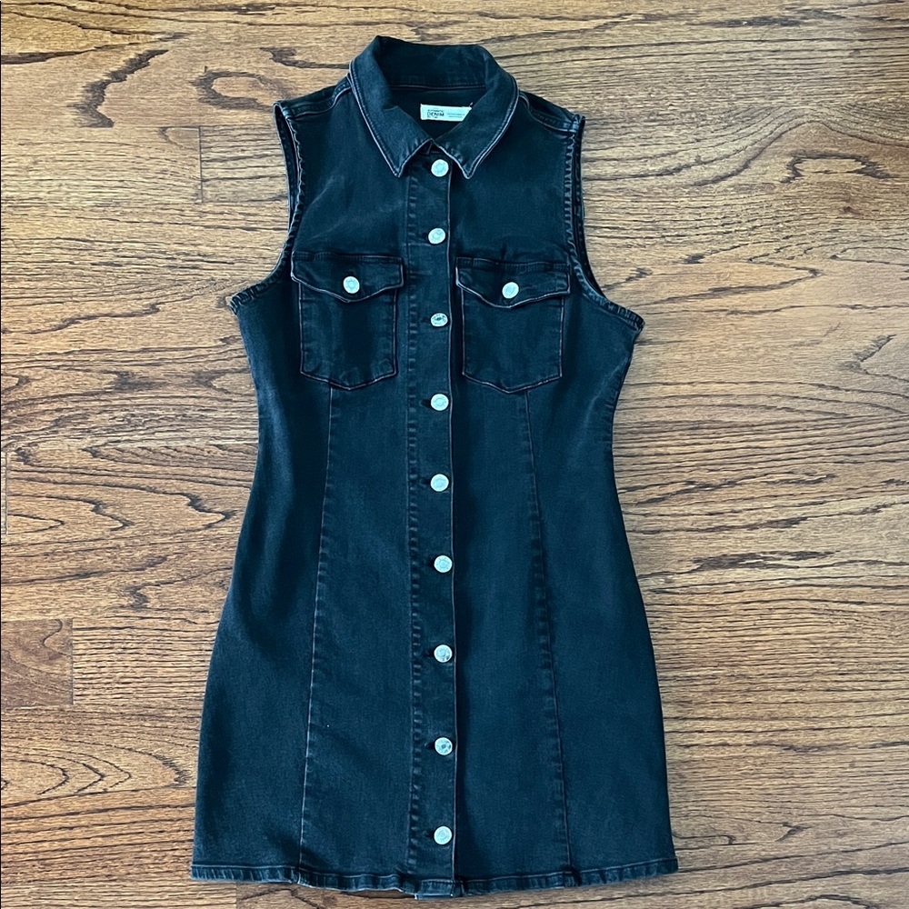 Classic Black Denim Shirt Dress